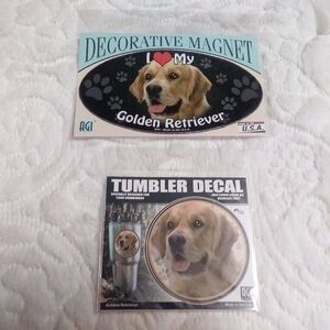AGI Golden Retriever 2 Piece Tumbler Decal and Magnet Set New